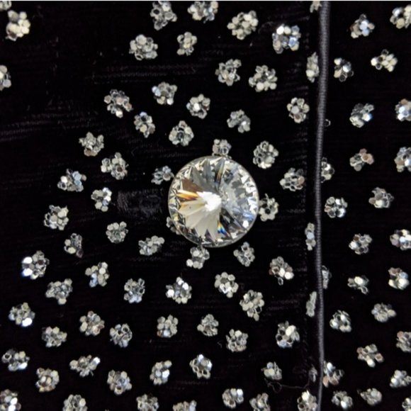 Ricky Lang for Nuit Vintage Women's Black/Silver Embellished Blazer - Picture 9 of 13